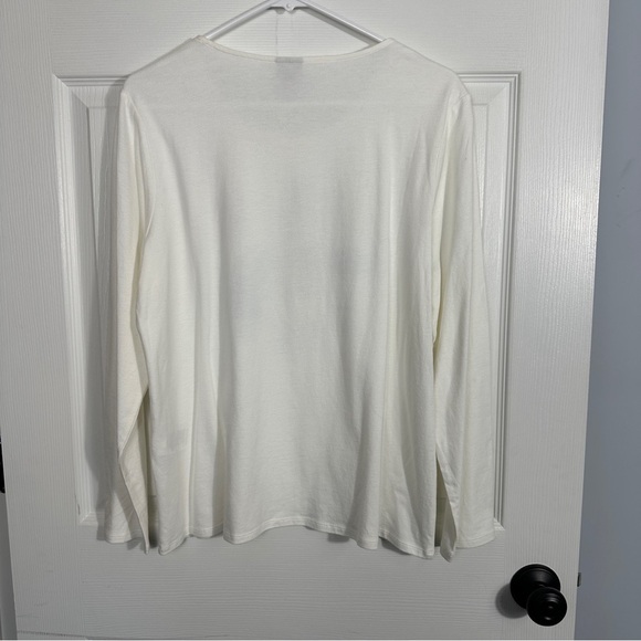 Chico's sz 2 (lg.) long sleeved tee shirt, off white, abstract design, fall - Picture 8 of 8